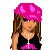Pixelated character in black top and pink pants with text 'Be my Boo!' on white background.