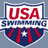 A four-quadrant pixel art image with a USA Swimming logo in top-left, blue text on blue background reading "Swimming isnt just a sport...." in top-right, and "its life <3" in bottom-left.
