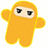 Pixelated orange figure with large eyes and outstretched arms, next to green text reading 'go ninjas' on white background.