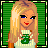 Animated contact sheet of a pixel art character with blonde hair and green shirt, showing facial expressions and text changes across 25 sampled frames on a green background.