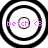 Four circular black-and-white concentric ring patterns with pink text 'betch <3' overlaid, arranged in a on a white background