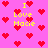 Pixelated pink background with red heart shapes and yellow text reading "I Love Macie" in multiple positions.