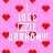 Pixelated pink background with red heart symbols and white text reading "I LOVE IZZIE CROHAN!!!" in a repeating pattern.