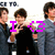 Pixelated image of five young men in formal attire with pink text overlay reading "I <3 The Jonas Brothers" across two