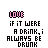 Pixelated text-based icon with 'LOVE' in pink above black text reading 'IF IT WERE A DRINK, I ALWAYS BE DRUNK', showing animation variations where 'DRUNK' changes to 'UKRUNK', 'SHUNN!', and other forms.