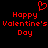 Red pixelated text and heart symbol on black background, displaying 'Happy Valentine's Day' in two identical sections.