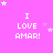 Pink background with white text 'I LOVE AMAR!' and scattered star shapes in various sizes.