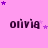 Pink background with repeated 'olivia' text and scattered purple stars in a