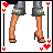 A 3x3 contact sheet of pixel art frames showing a blonde cartoon woman in various poses with heart borders, text phrases, and outfit changes.