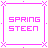 A 5x4 grid of animated frames showing a pink pixelated text-based animation with changing phrases and an MTV logo, displayed on a gray background.
