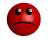 Red spherical icon with changing facial expressions and sweat droplets