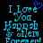 Pixelated cyan text reads "I Love You Hannah & Allen Forever!" with a blue heart symbol above the 'e' in 'Love' on a black background.
