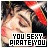 A pixelated image of a person with dark hair and red headband, wearing white text reading "YOU SEXY PIRATE YOU" across the bottom.