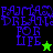 Pixelated text "FAMIA DREAMS FOR LIFE" with star symbols on black and green backgrounds, displayed in a four-quadrant