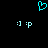 A cyan pixelated heart symbol above two identical cyan ':] :p' text expressions on a black background.