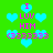 Pixelated green background with cyan hearts and pink text reading "I LUV HIM G33333" arranged in repeating patterns.