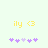 Yellow 'ily <3' text above purple and light-purple pixelated heart symbols on a pale green background.