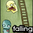 Pixelated cartoon scene with two characters and a ladder, text changes across frames.