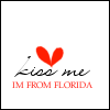 Red heart symbol above handwritten-style text 'kiss me' with a pen stroke, and red uppercase text 'IM FROM FLORIDA' below on white background.