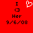 Red background with black text and a white pixelated heart symbol above the left 'I <3 Her' text block.