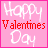 Animated pink square icon with 'Happy Valentines Day' text and small pink hearts, displaying subtle animation changes across frames.