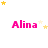 Pink text 'Alina' appears in three with yellow and white stars scattered around on a white background