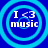Four circular blue icons with cyan rings display "I <3 music" text; each icon shows a different animation frame of the same design.