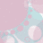 Pixelated image divided into four quadrants with text and abstract shapes on red, gray, and pink backgrounds.
