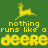 Yellow deer silhouette above pixelated text on green background, with visible animation changes in text and figure clarity across frames.