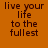 A static image with orange background displaying the phrase "live your life to the fullest" in dark brown text, where each word is highlighted sequentially by an orange rectangular overlay.
