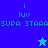 Pixelated icon with blue and cyan quadrants, text 'i luv SUPA STAAAS' and a star symbol, animated to change star color between cyan and purple.