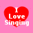 Red heart-shaped icon with white text "I Love Singing" on pink background, showing pixelated animation changes across frames.