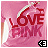 A pink shirt with red 'LOVE PINK' text and a white graphic, displayed in a of six showing animation frames