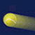 A yellow tennis ball with a white seam trails a motion blur against a dark blue background, while green text reads 'Original Icons .com' on the right side.