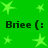Green background with multiple light green stars and repeated text 'Brie' followed by a colon and left parenthesis.