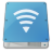 Blue square icon with white Wi-Fi signal symbol centered on gradient background, bordered by gray frame with corner accents.