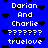 Blue background with white pixelated text and black heart symbols arranged in a repeating pattern.