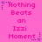 A static image with a bright pink background displays the phrase "Nothing Beats an Izzi Moment" in pixelated text, accompanied by small purple stars and dotted lines.