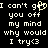 Pixelated text displays 'I can't get you off my mind why would I try<3' with a yellow highlight on the 'g' in 'get' across two identical side-by-side