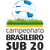 Pixelated icon shows two white soccer balls with blue patches above green and yellow horizontal stripes, below which is bold black text reading CAMPEONATO BRASILEIRO SUB 20 on gray background.
