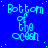 Blue background with light blue text reading "Bottom of the ocean" repeated in a pattern, small white dots scattered across the background