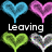 heart-shaped icons in blue, pink, green, and silver with text overlays reading "Leaving wasn't part of the plan!" on a black background