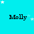 identical 'Molly' text icons on a cyan background with scattered white stars, some stars appear to fade in and out