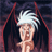 Pixelated anime-style character with white hair and red cape against dark background, next to text reading "Anime IM" and "com".