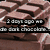 A four- shows chocolate bars, a McDonald's fries container, and text reading "3 days ago we ate dark chocolate," "yesterday we ate french fries," and "but today we don't eat."