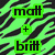 Green and black tiger-stripe patterned background with green-outlined text reading 'matt' above a plus sign, which is above 'britt'.