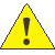 Yellow triangular warning symbol with black border and central exclamation mark on gray background.