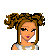 Pixel art character with brown curly hair in two buns, wearing a white top and gold necklace; pink 'Love you' text below.