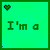 Green pixelated icon with heart symbol and text 'I'm a revolution' in two