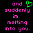 Pixelated text in pink and green on black background, with a heart symbol replacing 'you' in the phrase.